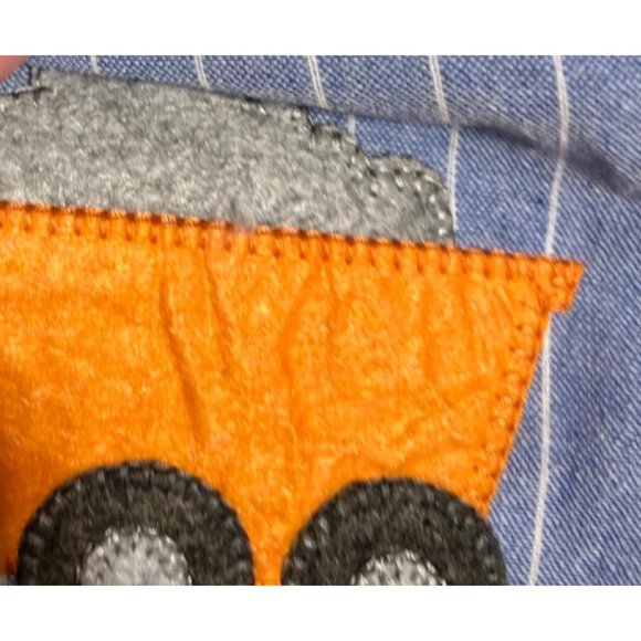 Mud Pie chambray 3-6m NWOT romper Jon Jon Dump truck applique construction - Picture 4 of 4